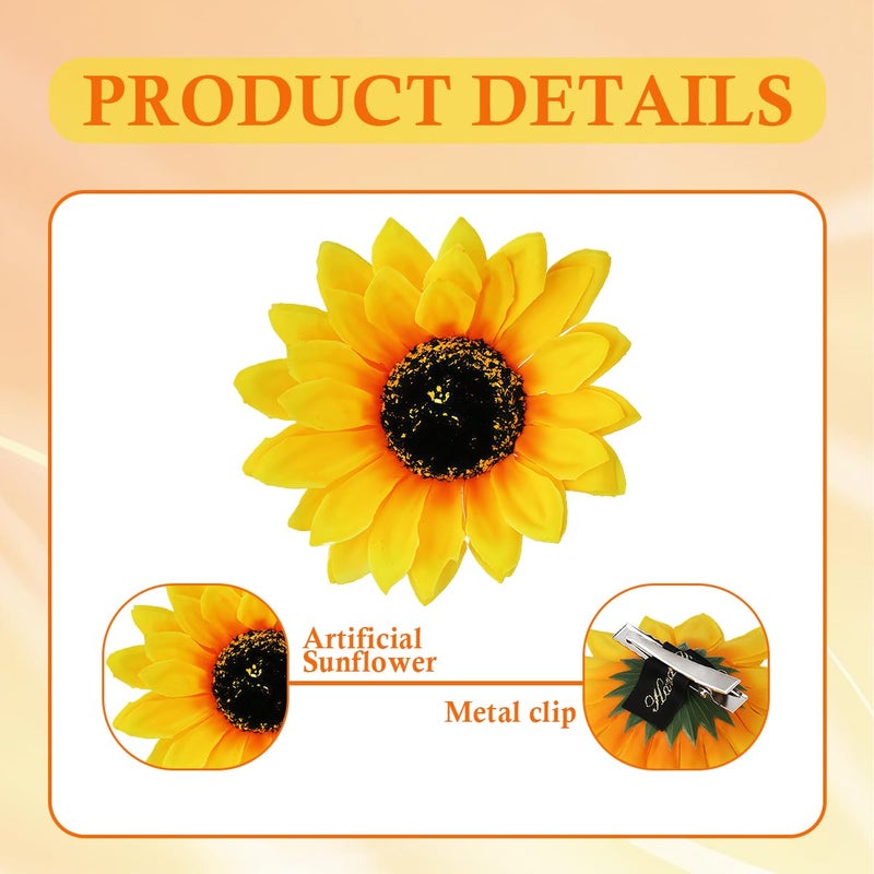 SYBL 3PCS Women Girls Simulation Yellow Floral Fall Sunflower Hair Clips Alligator Clips Hairpin Hair Clamp Barrettes Headwear Hair Hair Styling Accessories for Party Beach Vacation Wedding Bridal - Image 3